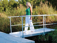 Aluminum gangway attached to Floating Dock